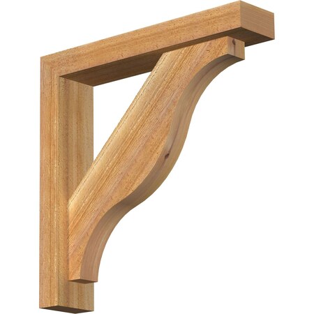 Ekena Millwork Funston Block Rough Sawn Bracket w/ Offset Brace, Western Red Cedar, 4"W x 20"D x 20"H BKT0402X20X20FST05RWR